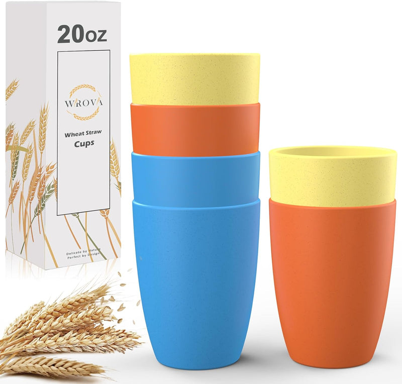 Wheat Straw Cups 6 PCS Good Alternative to Plastic Reusable Cups 20 oz
