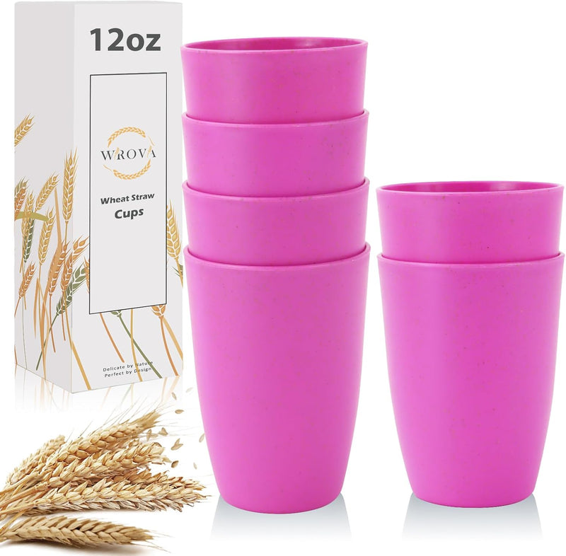 Wheat Straw Cups 6 PCS Good Alternative to Plastic Reusable Cups 12 oz