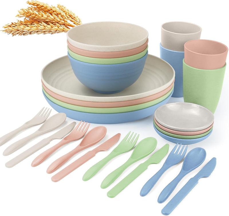 Unbreakable wheat straw dinnerware sets of 28