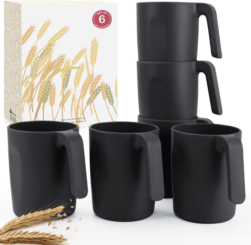 16oz Wheat Straw Cups with handles set of 6