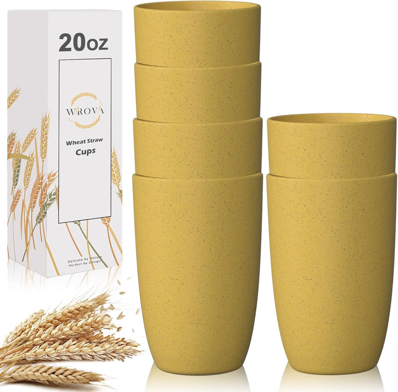 Wheat Straw Cups 6 PCS Good Alternative to Plastic Reusable Cups 20 oz