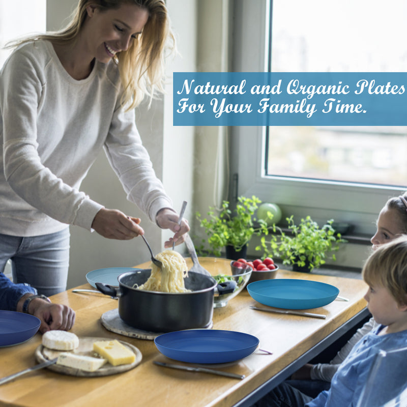 Wheat Straw Plates - 8 Inch Unbreakable Dinner Set of 8