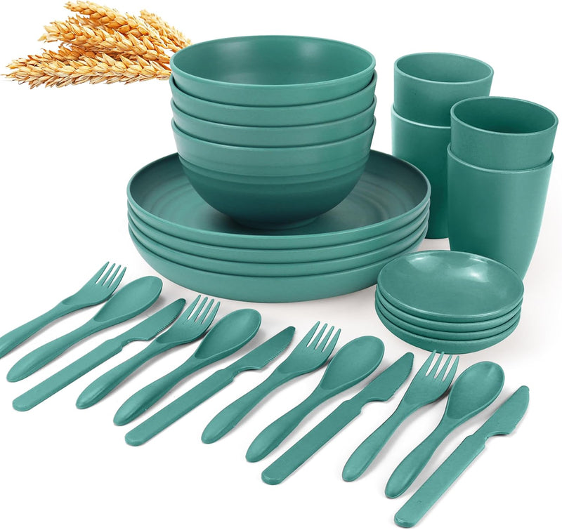 Unbreakable wheat straw dinnerware sets of 28