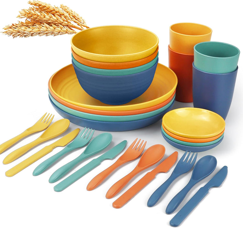 Unbreakable wheat straw dinnerware sets of 28