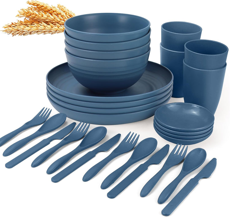 Unbreakable wheat straw dinnerware sets of 28