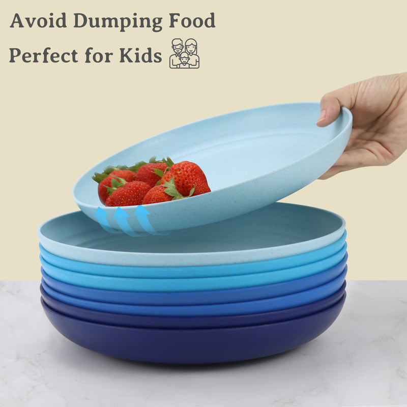 Wheat Straw Plates - 8 Inch Unbreakable Dinner Set of 8