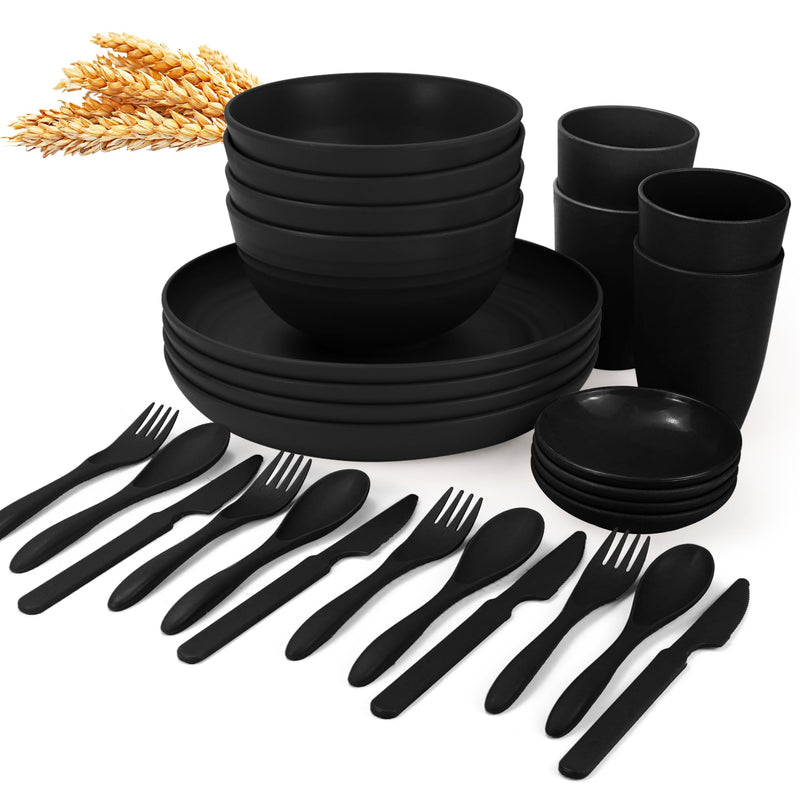Unbreakable wheat straw dinnerware sets of 28