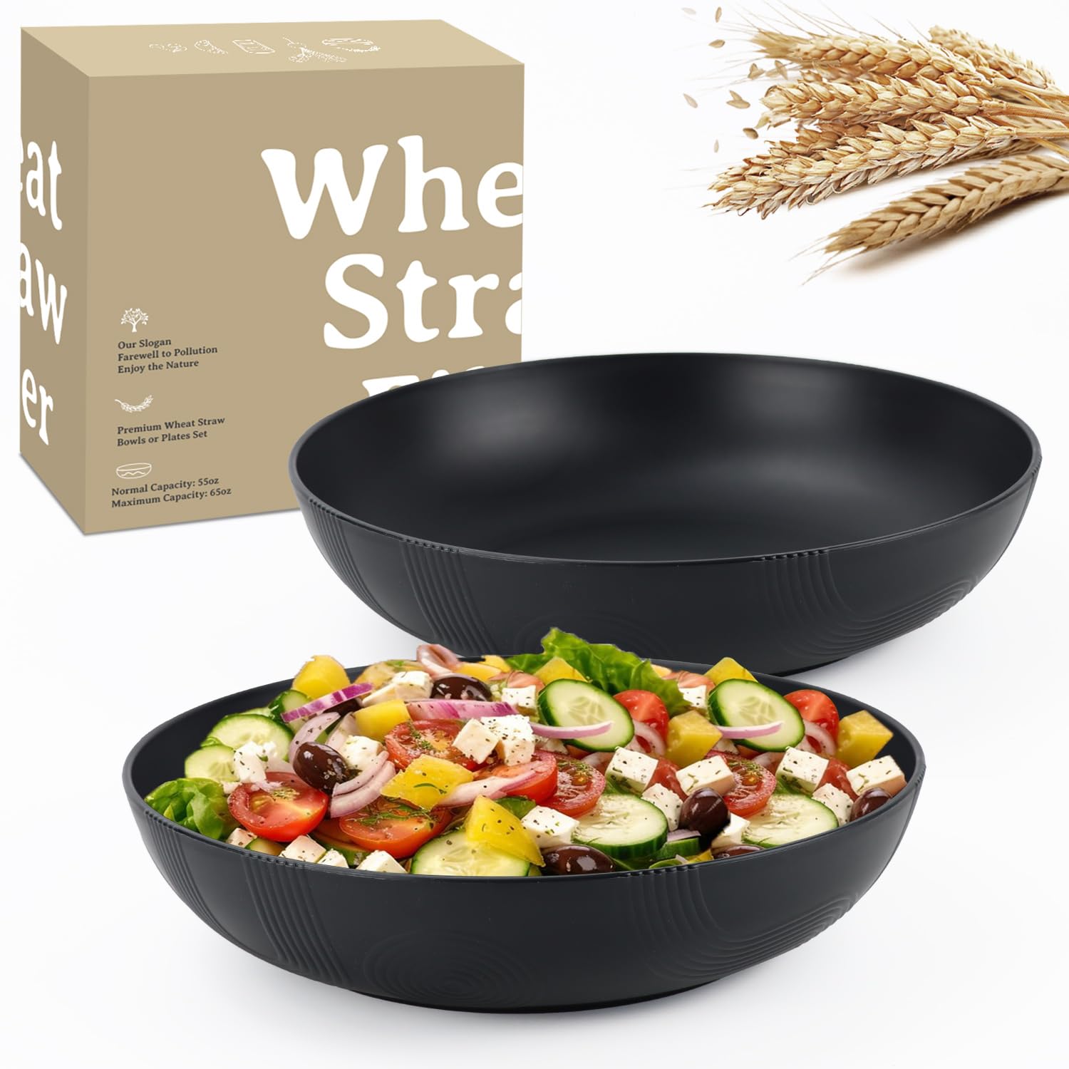 Large salad bowls,65 oz Salad bowls set of 2