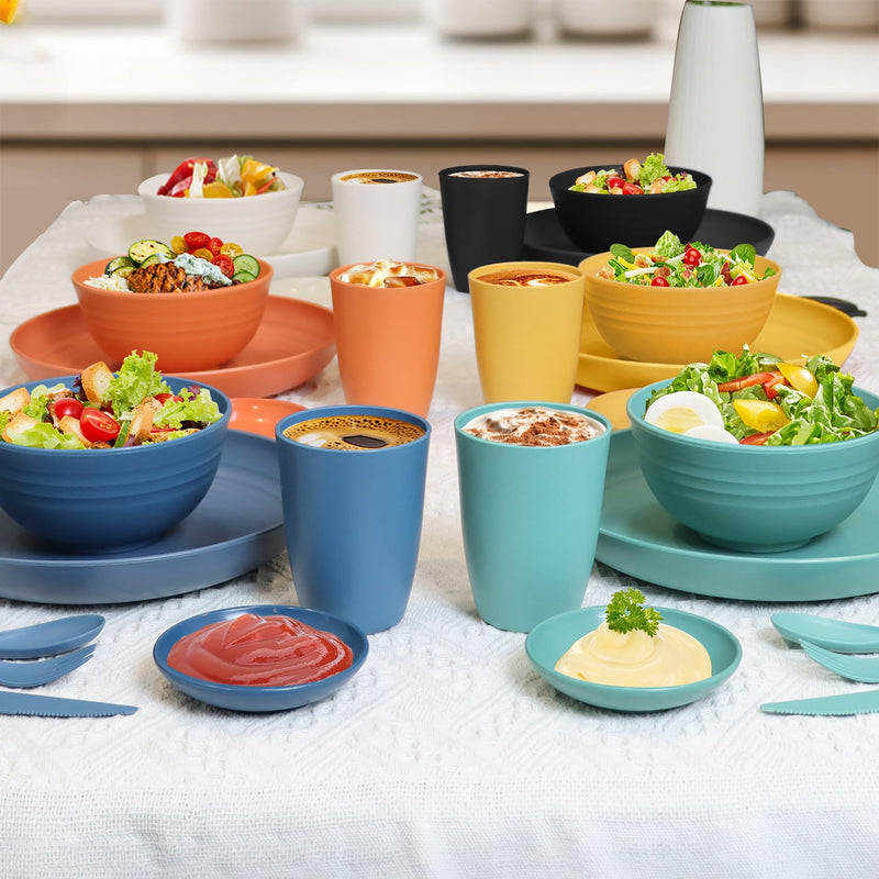 Unbreakable wheat straw dinnerware sets of 28