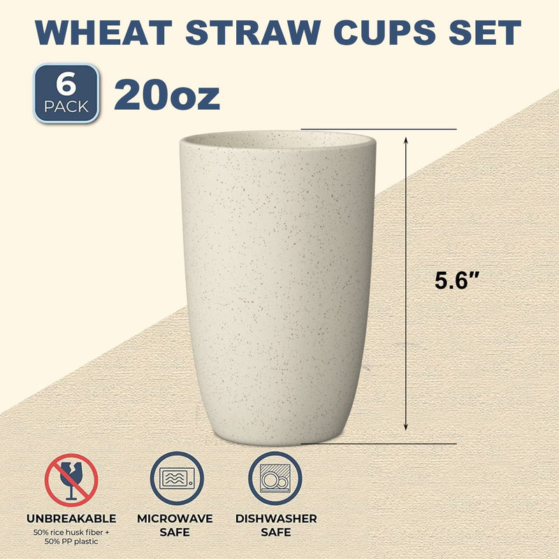 Wheat Straw Cups 8 PCS Good Alternative to Plastic Reusable Cups 20 oz