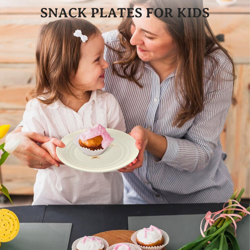 Handy Appetizer Plates Set of 8 - Small Wheat Straw Dessert Plates 6 Inch