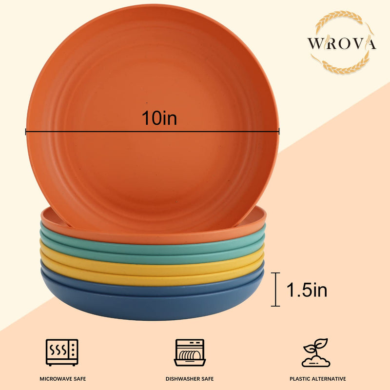 Wheat Straw Plates - 10 Inch Unbreakable Dinner Plates Set of 8