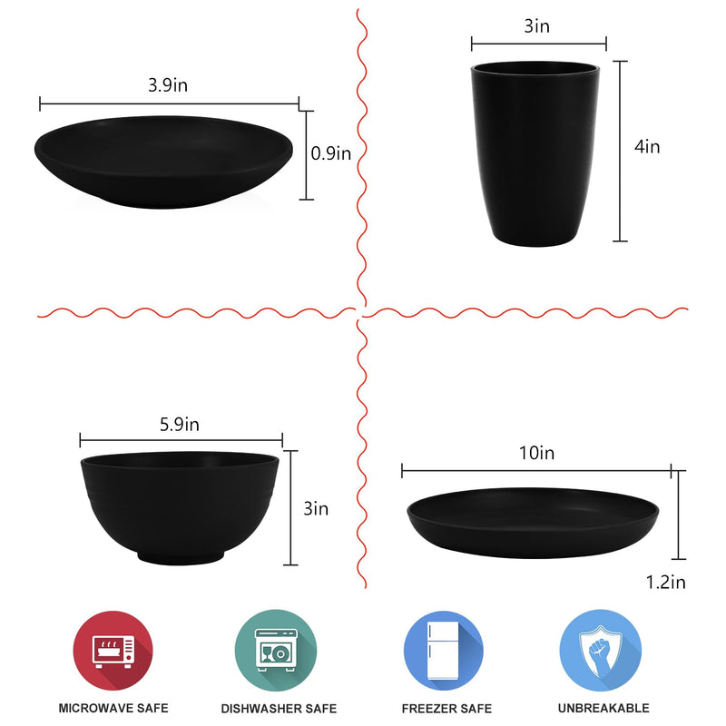 Unbreakable wheat straw dinnerware sets of 28