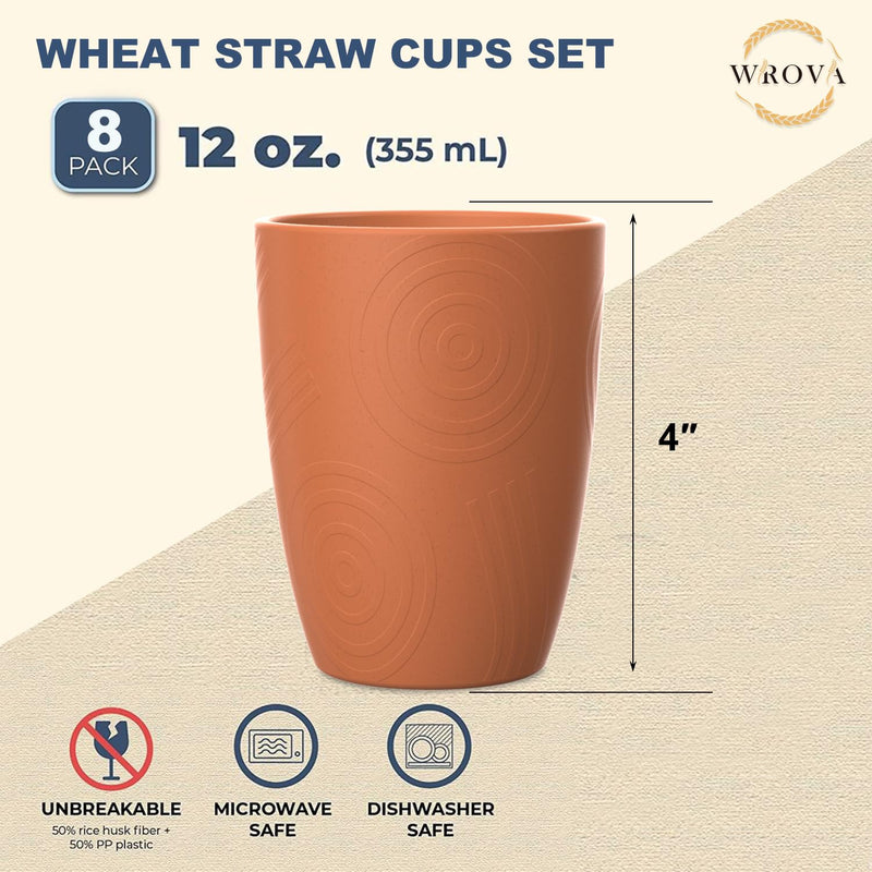 Wheat Straw Cups 8 PCS Good Alternative to Plastic Reusable Cups 12 oz