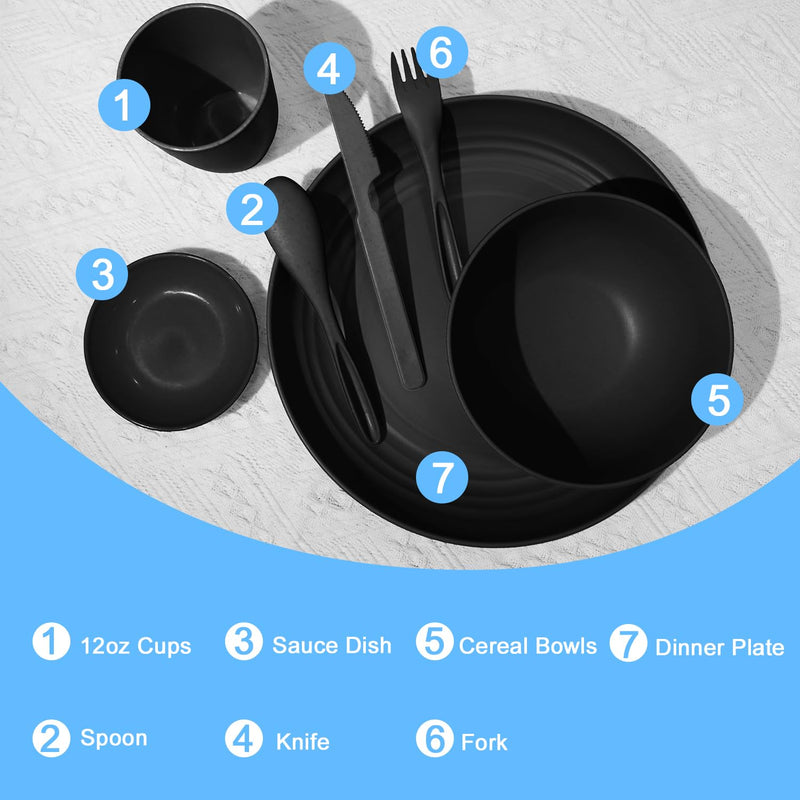 Unbreakable wheat straw dinnerware sets of 28