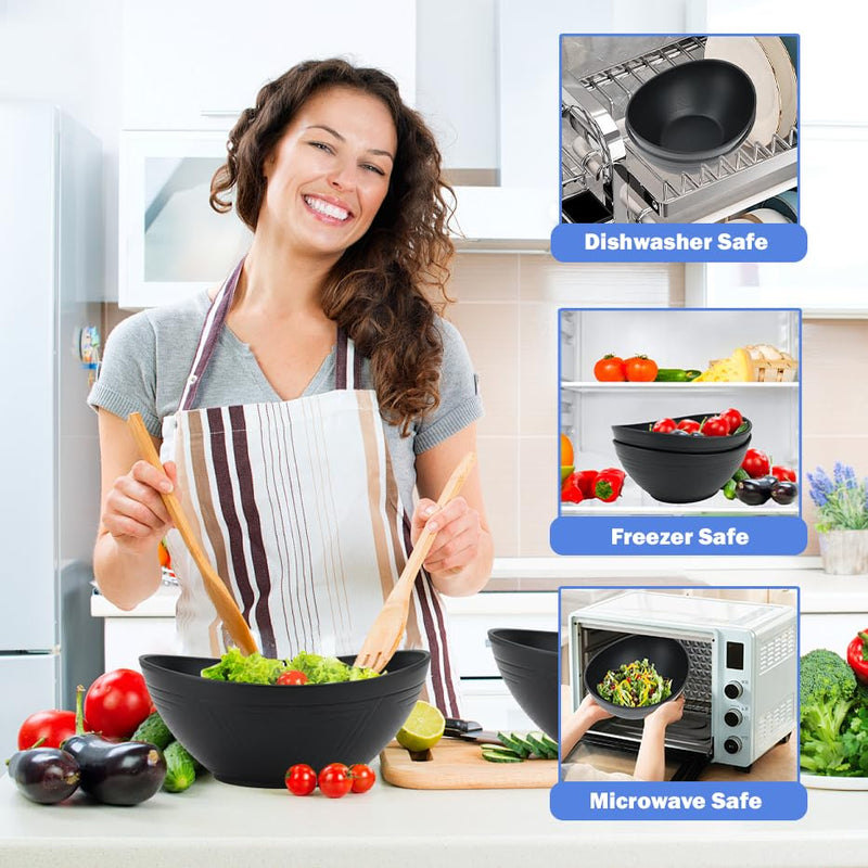 Big Wheat Straw Bowls,Large Salad Bowls Set of 2