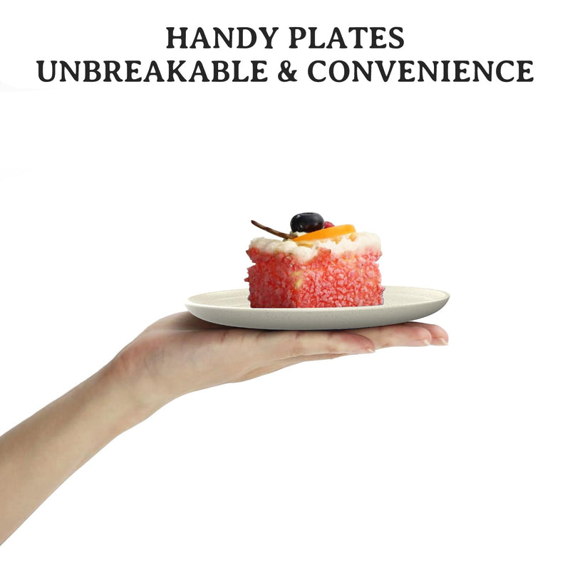 Handy Appetizer Plates Set of 8 - Small Wheat Straw Dessert Plates 6 Inch