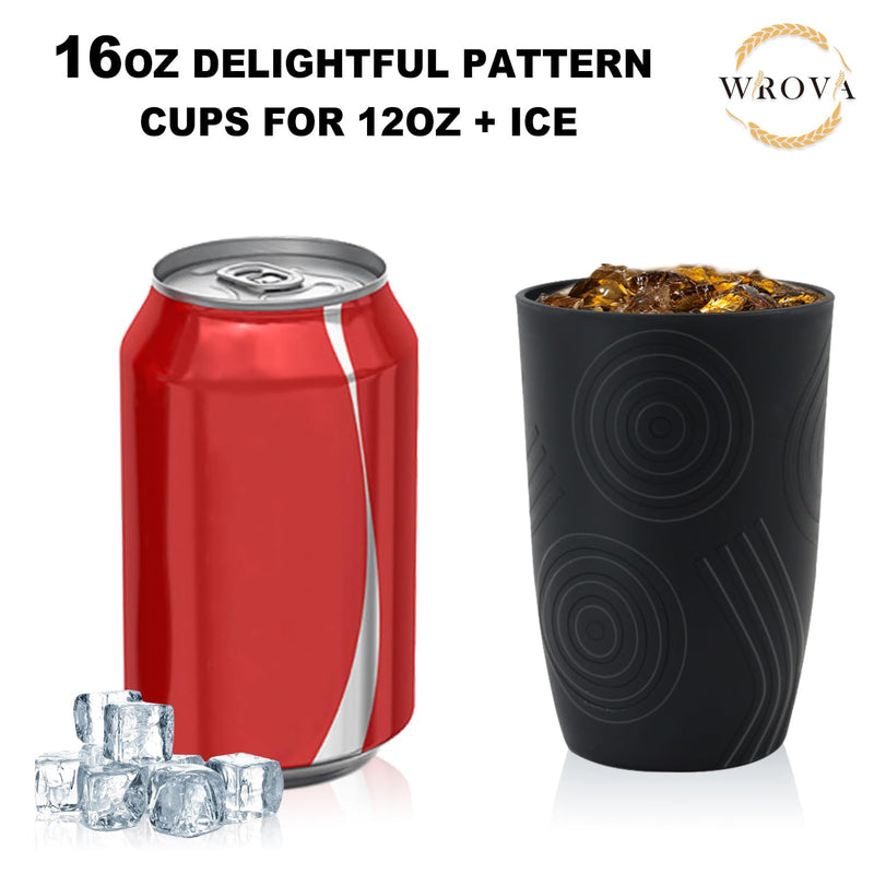 Wheat Straw Cups 16oz set of 8 with Etched Pattern