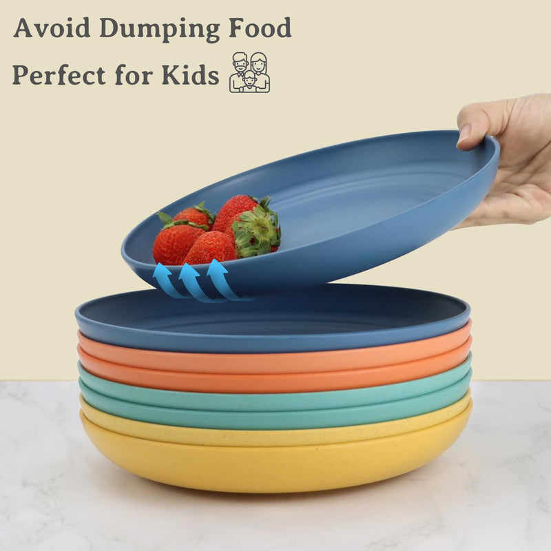 Wheat Straw Plates - 10 Inch Unbreakable Dinner Plates Set of 8