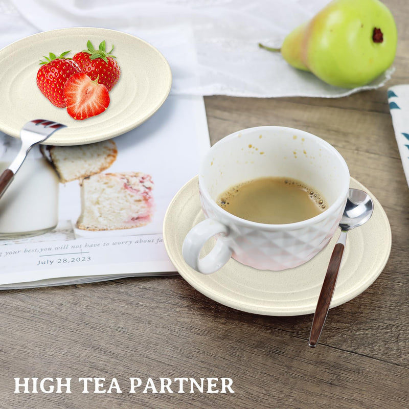 Handy Appetizer Plates Set of 8 - Small Wheat Straw Dessert Plates 6 Inch