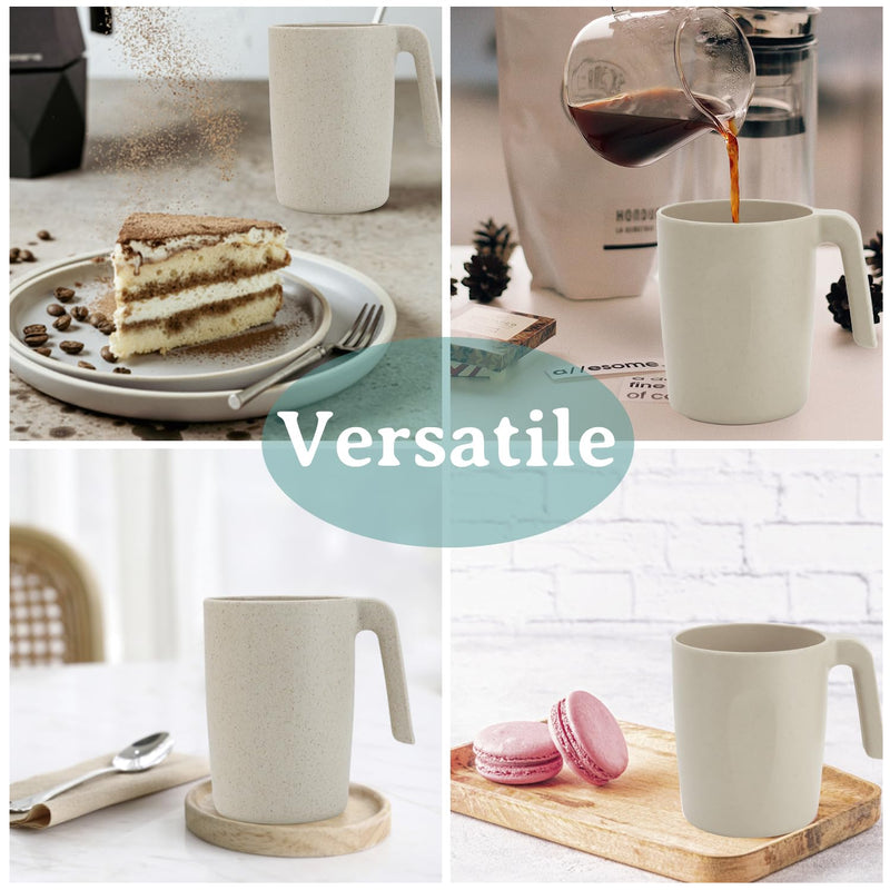 16oz Wheat Straw Cups with handles set of 6