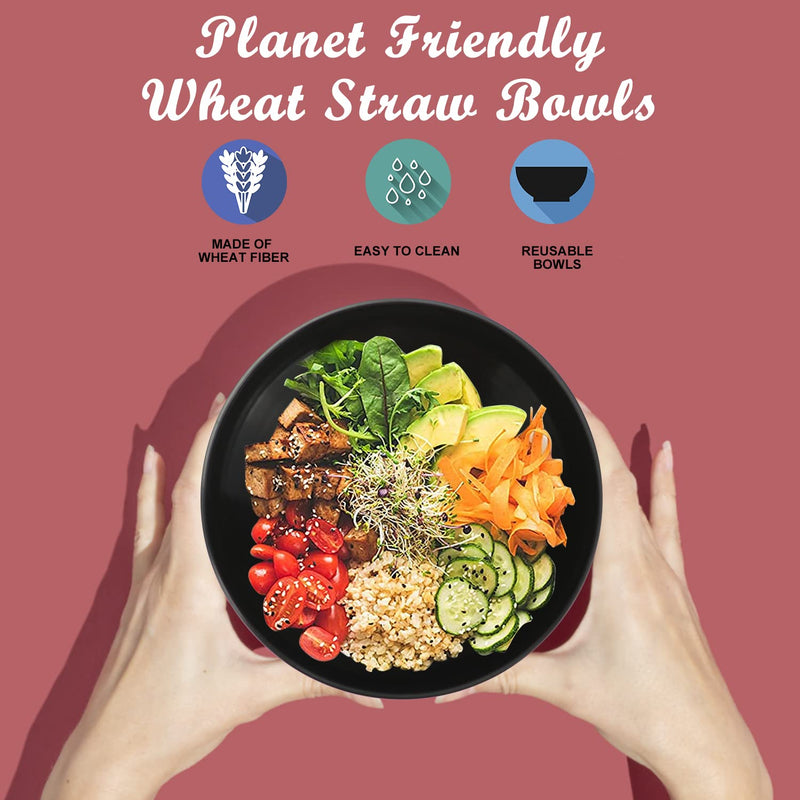 Wheat Straw Bowl Sets,6 PCS Unbreakable Cereal Bowl 36 OZ