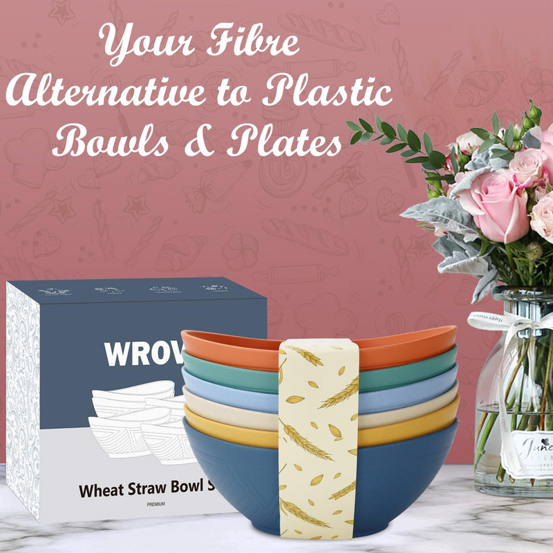 65 oz Big Salad Bowls - Large Wheat Straw Bowls set of 6