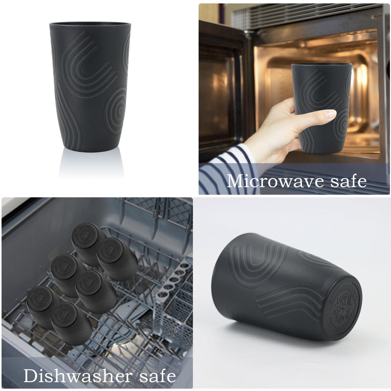 Wheat Straw Cups 16oz set of 8 with Etched Pattern