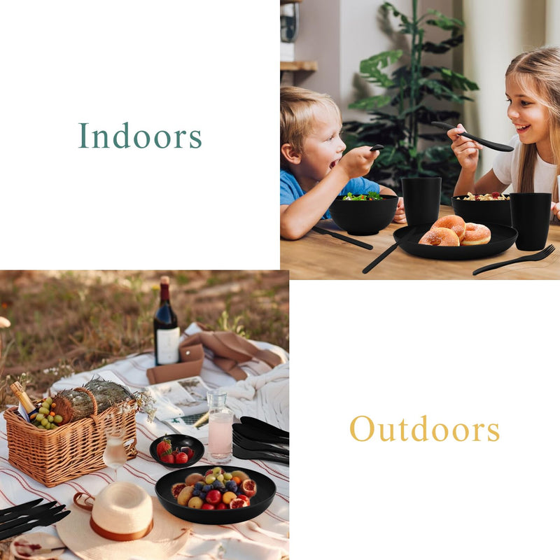 Unbreakable wheat straw dinnerware sets of 28