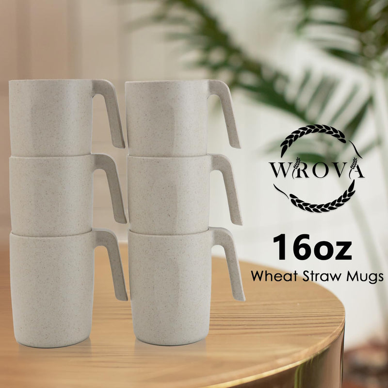 16oz Wheat Straw Cups with handles set of 6