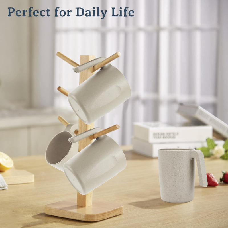 16oz Wheat Straw Cups with handles set of 6