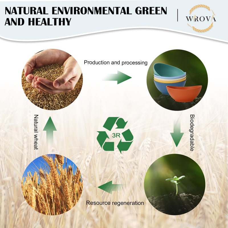 65 oz Big Salad Bowls - Large Wheat Straw Bowls set of 6